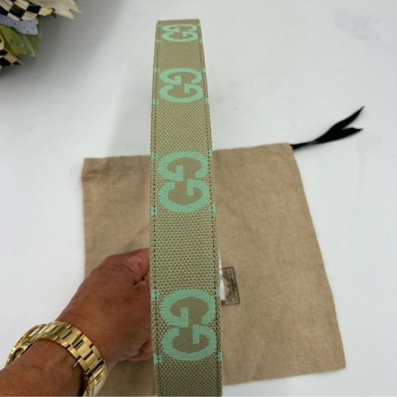 Women’s Gucci Marmont jumbo GG leather/canvas belt size 90 cm made in Italy main image 7